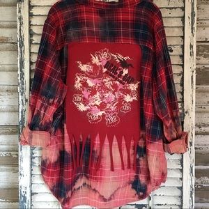 Red Upcycled Grunge Harley Davidson Deals Gap Shirt